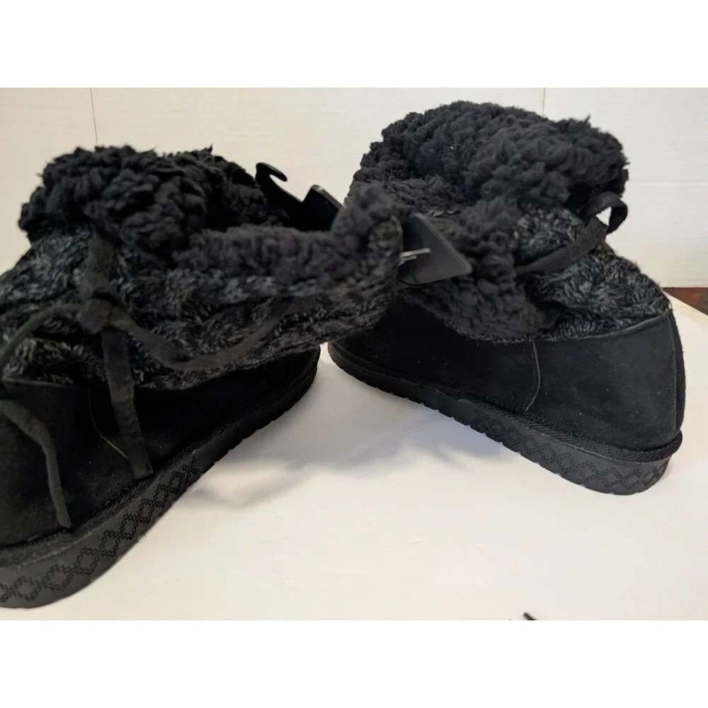 Muk Luks Womens Black Cozy Knit Boots - Size 9. New With Tags